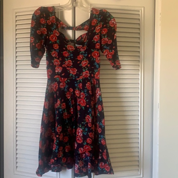 Vintage floral babydoll sweater dress small